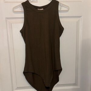 Elegant Sleeveless Olive Bodysuit